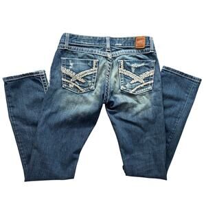 BKE Women's Skinny Jeans - Indigo with Cream Stitching